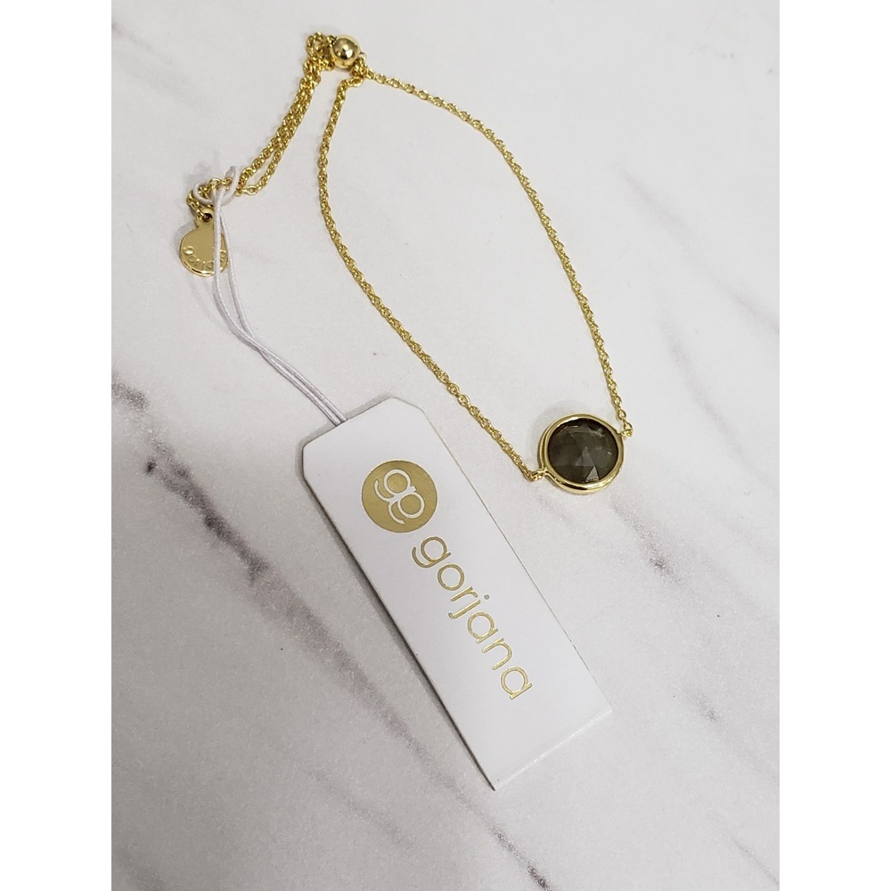 Gorjana Olivia Bracelet Gold Tone Adjustable Labradorite Gemstone NWT